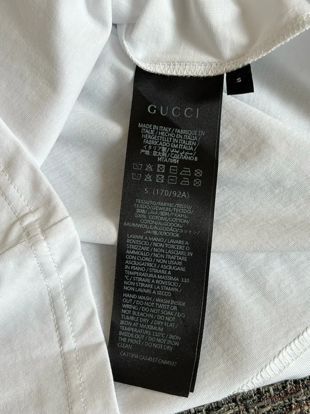 Gucci White Tee with Black Trim and Red-Green Web Stripe - Picture 7 of 9
